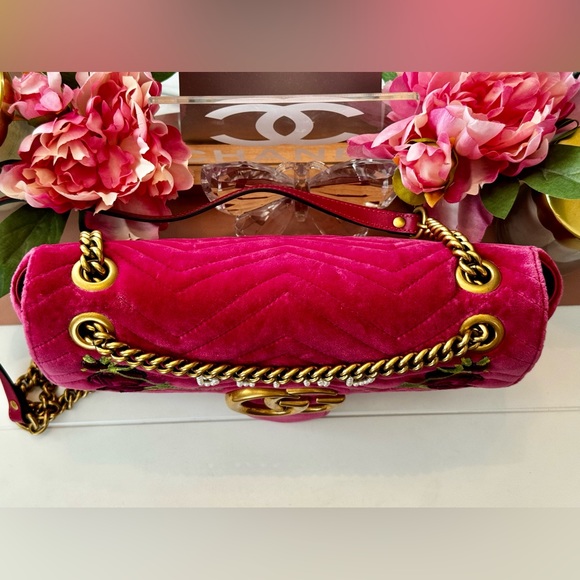 SOLD Pink Velvet Gucci Blind For Love Marmont Bag - Picture 3 of 12